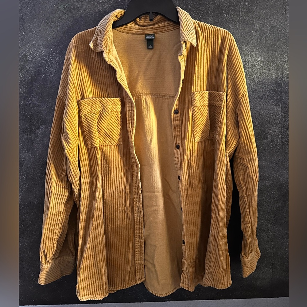 Yellow Corduroy Button-Up Shirt